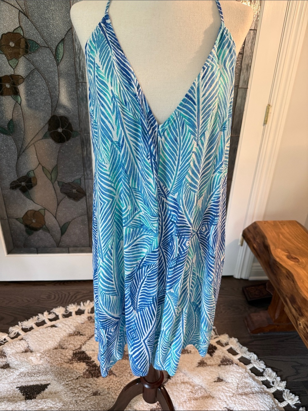 lovestitch Teal & Blue Tropical Leaf Dress